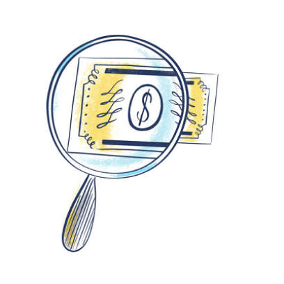 Transparent Pricing - Magnifying glass with money